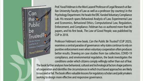 Book Event:  'Can the Public be Trusted', Prof. Yuval Feldman - Wednesday, December 24,  2025 - 18:00